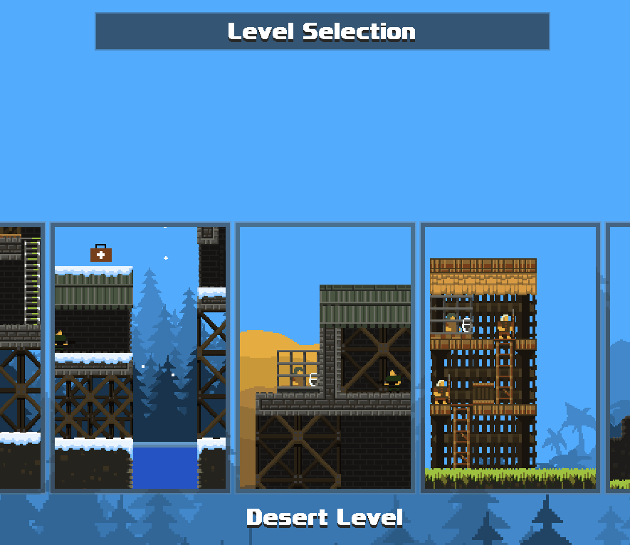 The new level select menu with thumbnails and all.